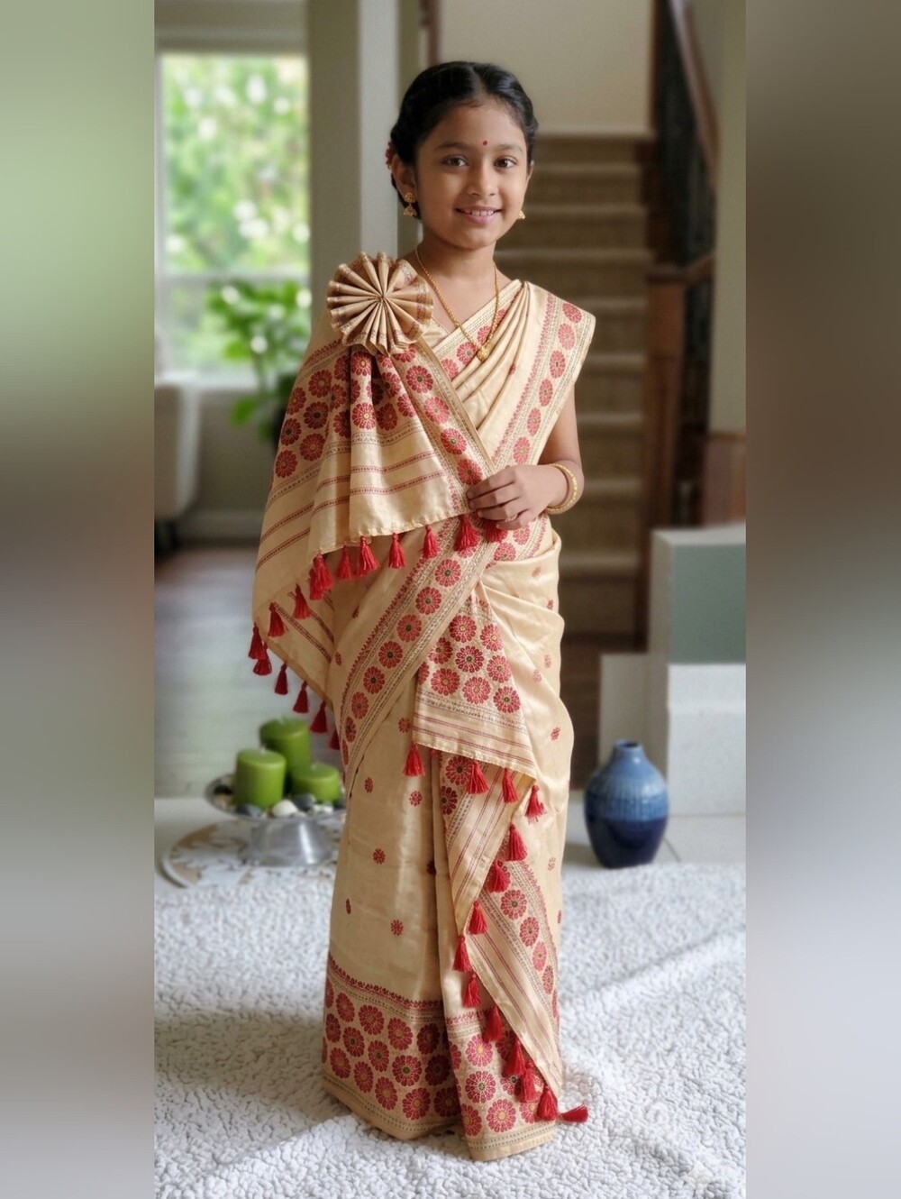 Big Girls Mekhala Chador Festive Ethnicwear Traditional Mint Conditition